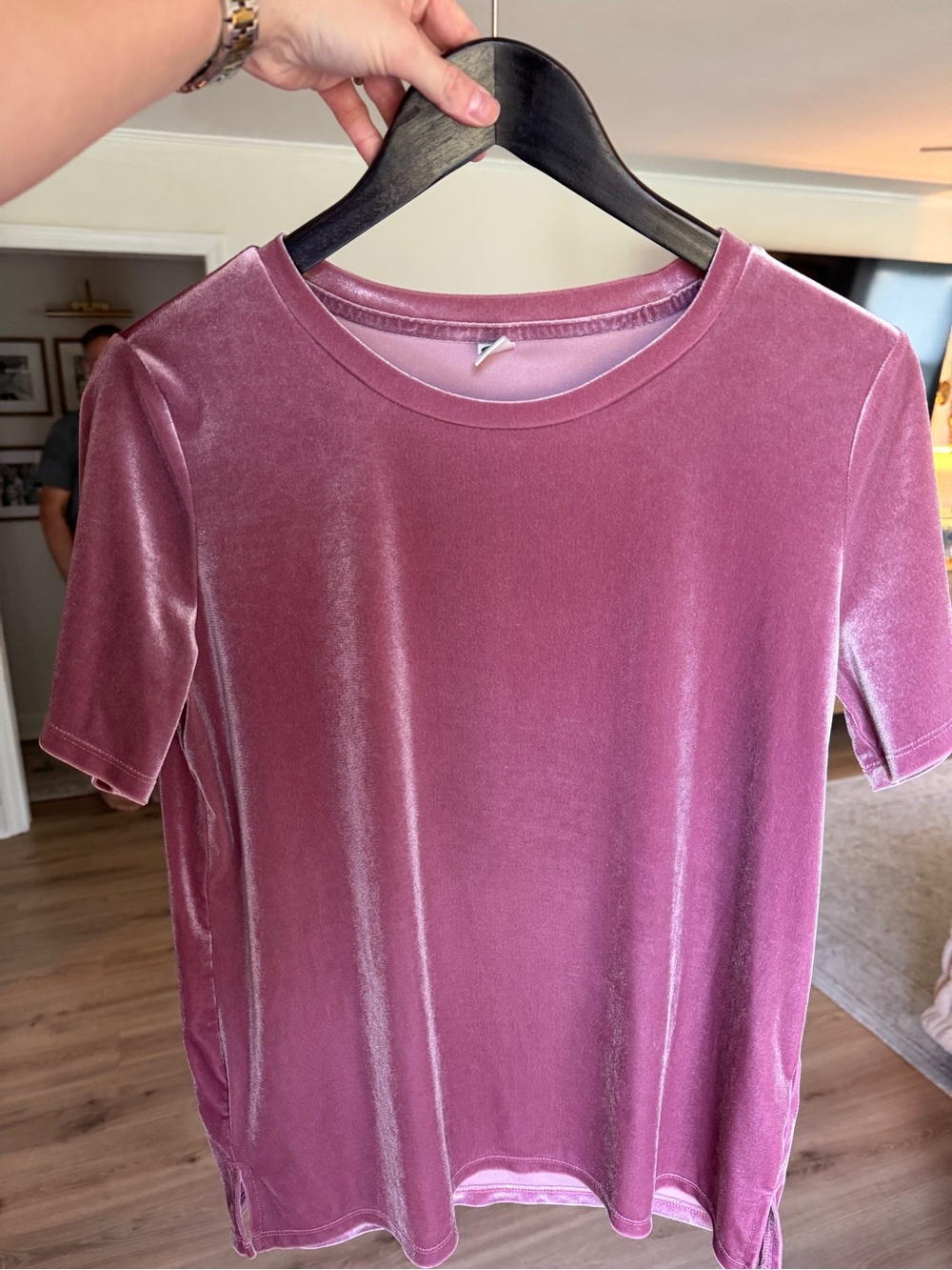 Old Navy Velvet Short Sleeve Top - Mauve Pink
